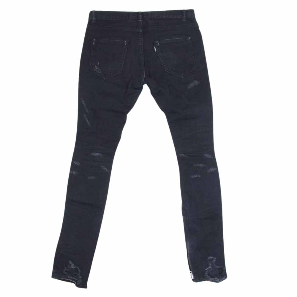 MARBLES マーブルズ 加工 スキニー ストレッチ デニム パンツ ブラック系 S【中古】