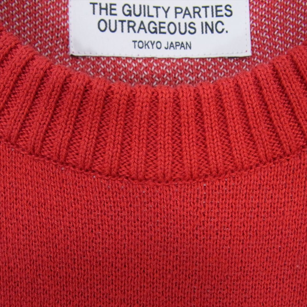 WACKO MARIA ワコマリア 13SS 13SS-KNT-02 GUILTY PARTIES シルク混 ロゴ ニット セーター レッド系 S【中古】