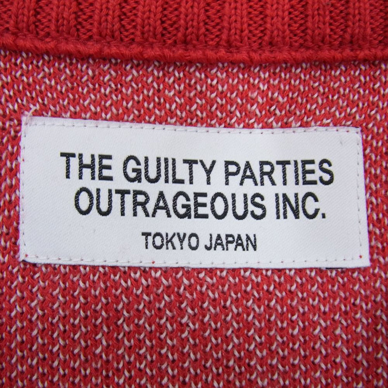 WACKO MARIA ワコマリア 13SS 13SS-KNT-02 GUILTY PARTIES シルク混 ロゴ ニット セーター レッド系  S【中古】