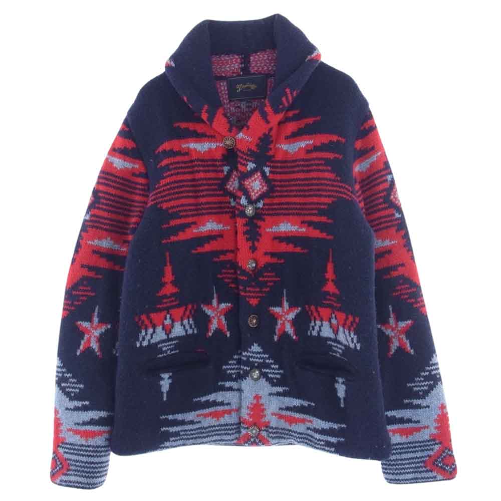 MARBLES マーブルズ MKN-A1701 Shawl Coller Native Pattern Knit ショールカラー ネイティブ パターン ニット コンチョボタン マルチカラー系 S【中古】