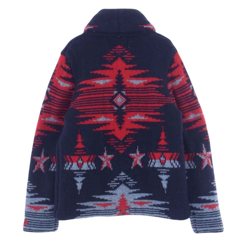 MARBLES マーブルズ MKN-A1701 Shawl Coller Native Pattern Knit ショールカラー ネイティブ パターン ニット コンチョボタン マルチカラー系 S【中古】