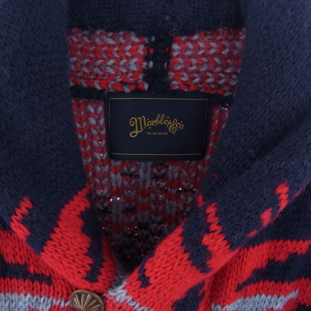 MARBLES マーブルズ MKN-A1701 Shawl Coller Native Pattern Knit ショールカラー ネイティブ パターン ニット コンチョボタン マルチカラー系 S【中古】