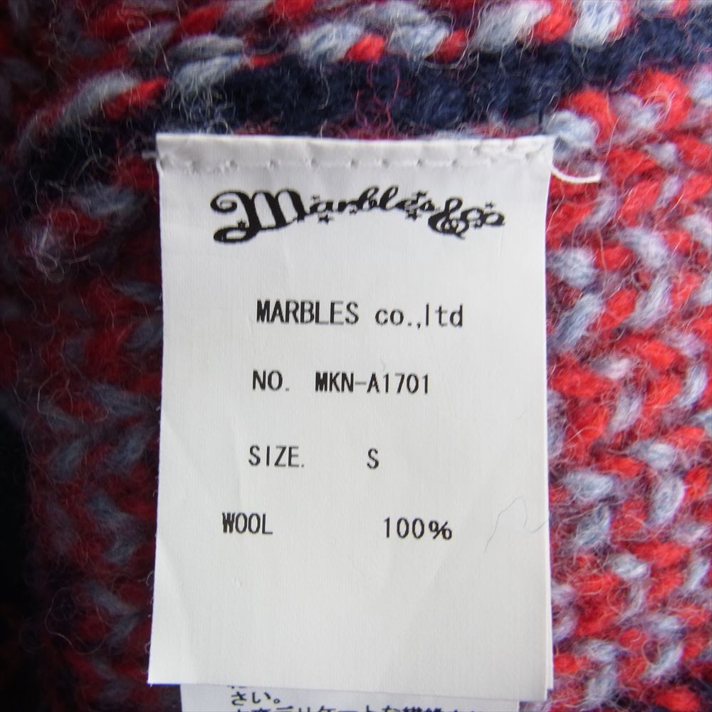 MARBLES マーブルズ MKN-A1701 Shawl Coller Native Pattern Knit ショールカラー ネイティブ パターン ニット コンチョボタン マルチカラー系 S【中古】