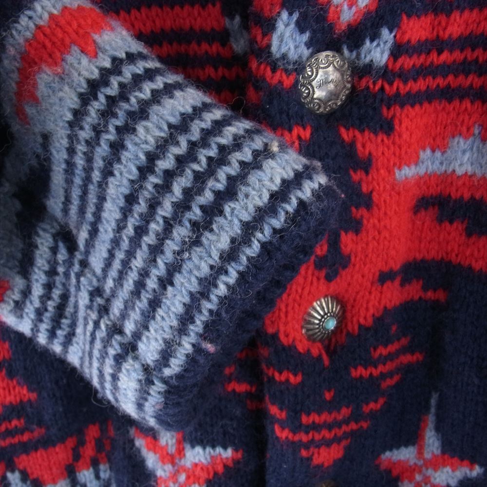 MARBLES マーブルズ MKN-A1701 Shawl Coller Native Pattern Knit ショールカラー ネイティブ パターン ニット コンチョボタン マルチカラー系 S【中古】