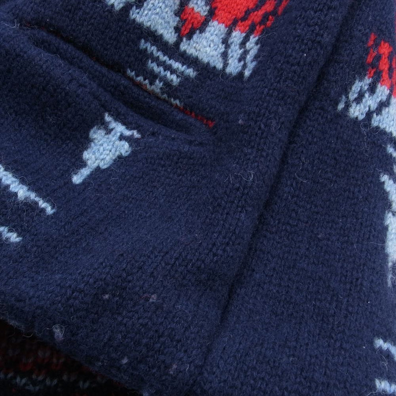 MARBLES マーブルズ MKN-A1701 Shawl Coller Native Pattern Knit ショールカラー ネイティブ パターン ニット コンチョボタン マルチカラー系 S【中古】