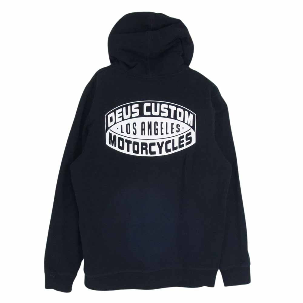 デウスエクスマキナ MONDO HOODIE ロゴプリント モーターサイクル プルオーバー パーカー フーディ ブラック系 L【中古】