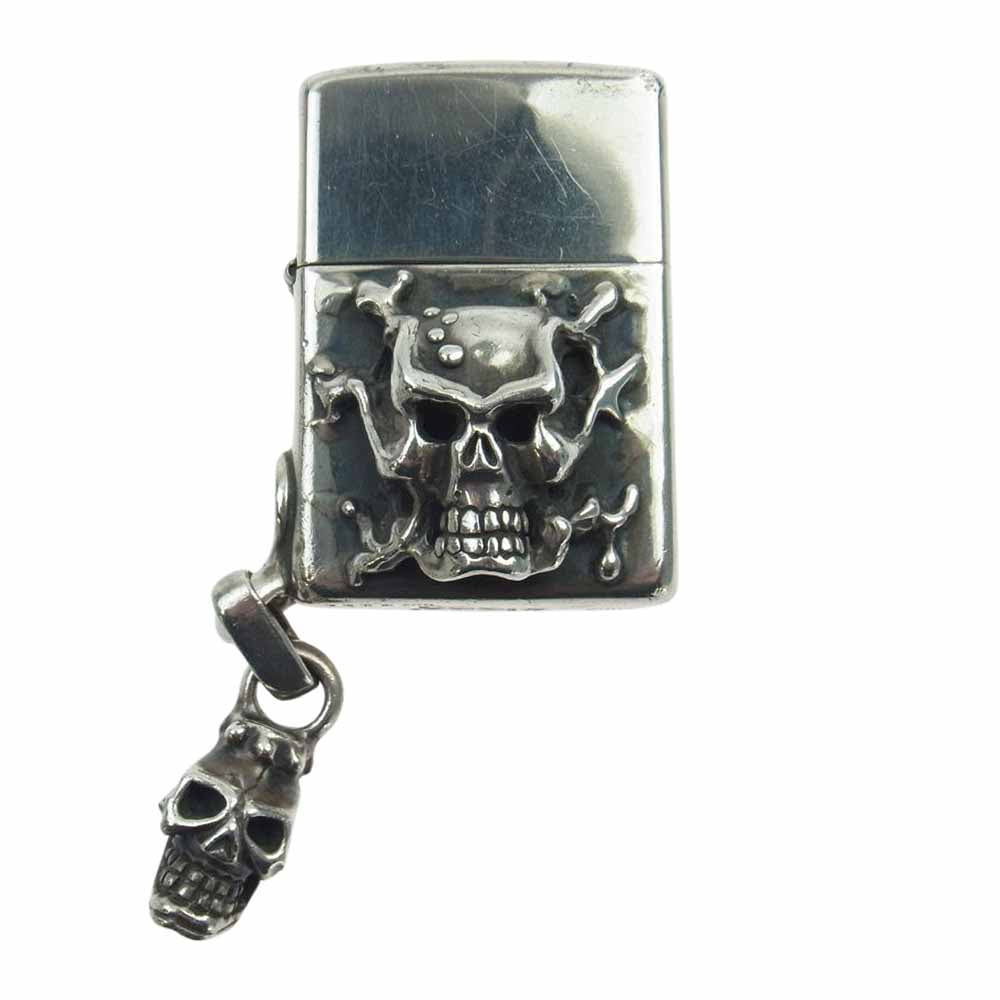 TRAVIS WALKER トラヴィスワーカー ZIPPO MELTING SKULL WITH SKULL  カスタム メルティングスカル ウィズ スカルチャーム ジッポ シルバー系【中古】