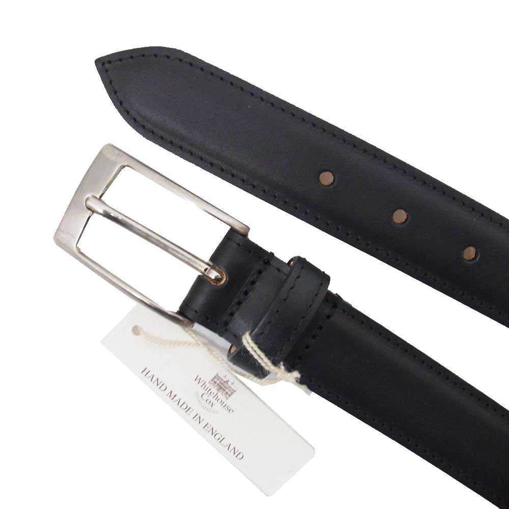 WHITE HOUSE COX ホワイトハウスコックス B1859 DRESS BELT ドレス ベルト カーフ レザー ブラック系【極上美品】【中古】