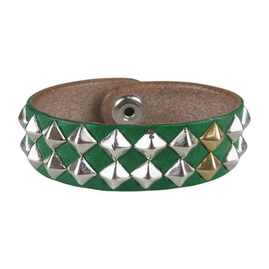GAVIAL ガヴィル TWO LINE STUDS WRISTBAND ツーライン スタッズ リストバンド ブレスレット グリーン系【中古】