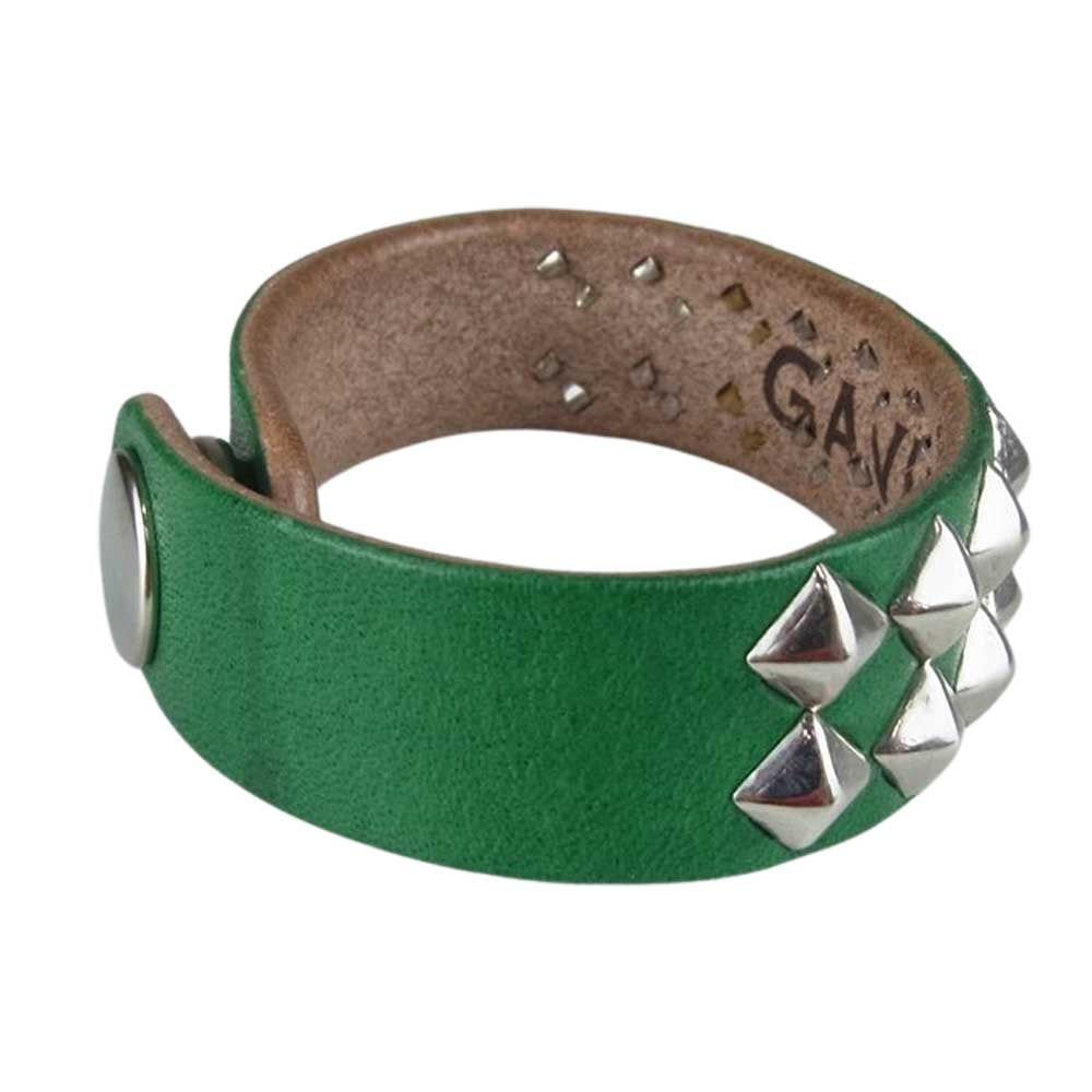 GAVIAL ガヴィル TWO LINE STUDS WRISTBAND ツーライン スタッズ リストバンド ブレスレット グリーン系【中古】