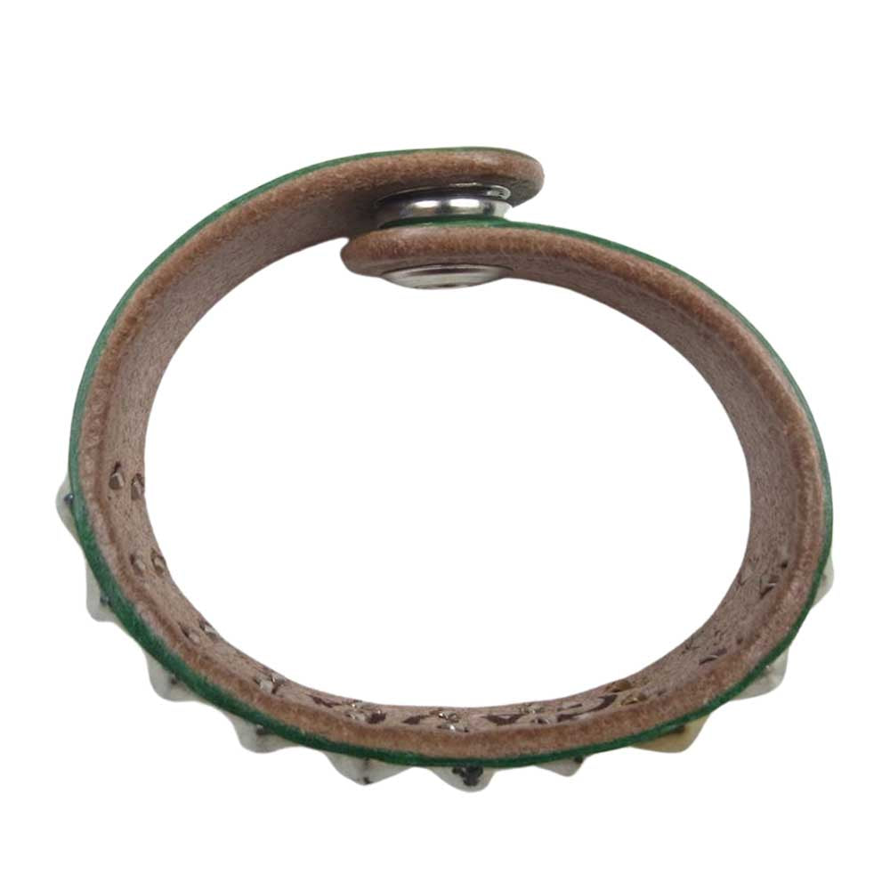 GAVIAL ガヴィル TWO LINE STUDS WRISTBAND ツーライン スタッズ リストバンド ブレスレット グリーン系【中古】