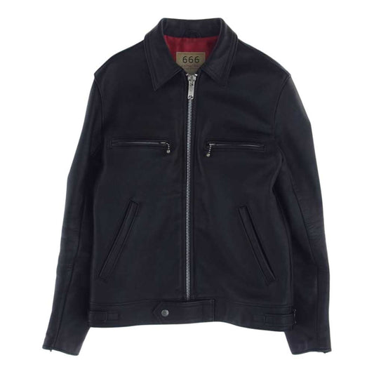 トリプルシックス my way man  マイウェイマン レザー シングル ライダース ジャケット ブラック系 36【中古】