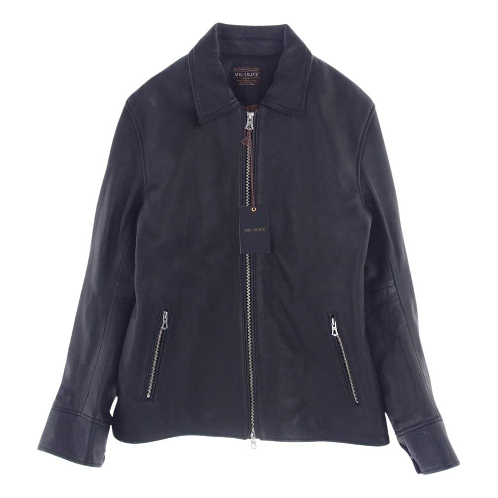 MR.OLIVE ミスターオリーブ M223141  HAIR SHEEP SOFT LEATHER SPORTS RIDERS シープレザー スポーツ シングルライダース ジャケット ブラック系 L【極上美品】【中古】