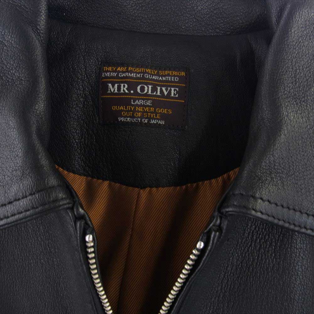 MR.OLIVE ミスターオリーブ M223141  HAIR SHEEP SOFT LEATHER SPORTS RIDERS シープレザー スポーツ シングルライダース ジャケット ブラック系 L【極上美品】【中古】