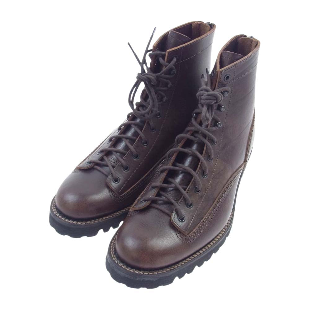 junhashimoto ジュンハシモト 16AW 1111620001 MILITARY BACK ZIP BOOTS ミリタリー バッグ ジップ ブーツ ブラウン系 43【極上美品】【中古】