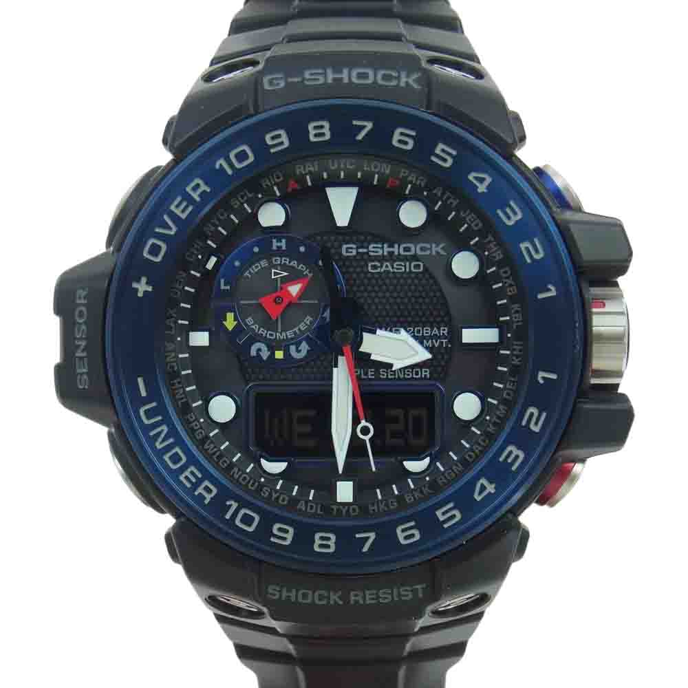 G-SHOCK ジーショック GWN-1000B CASIO カシオ Master of G GULF MASTER ガルフマスター タフソーラー 時計 ブラック系【極上美品】【中古】