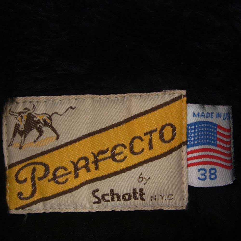 schott ショット 641HS 牛タグ 70s ライナー付き シングル ライダース レザー ジャケット ブラック系 38【中古】