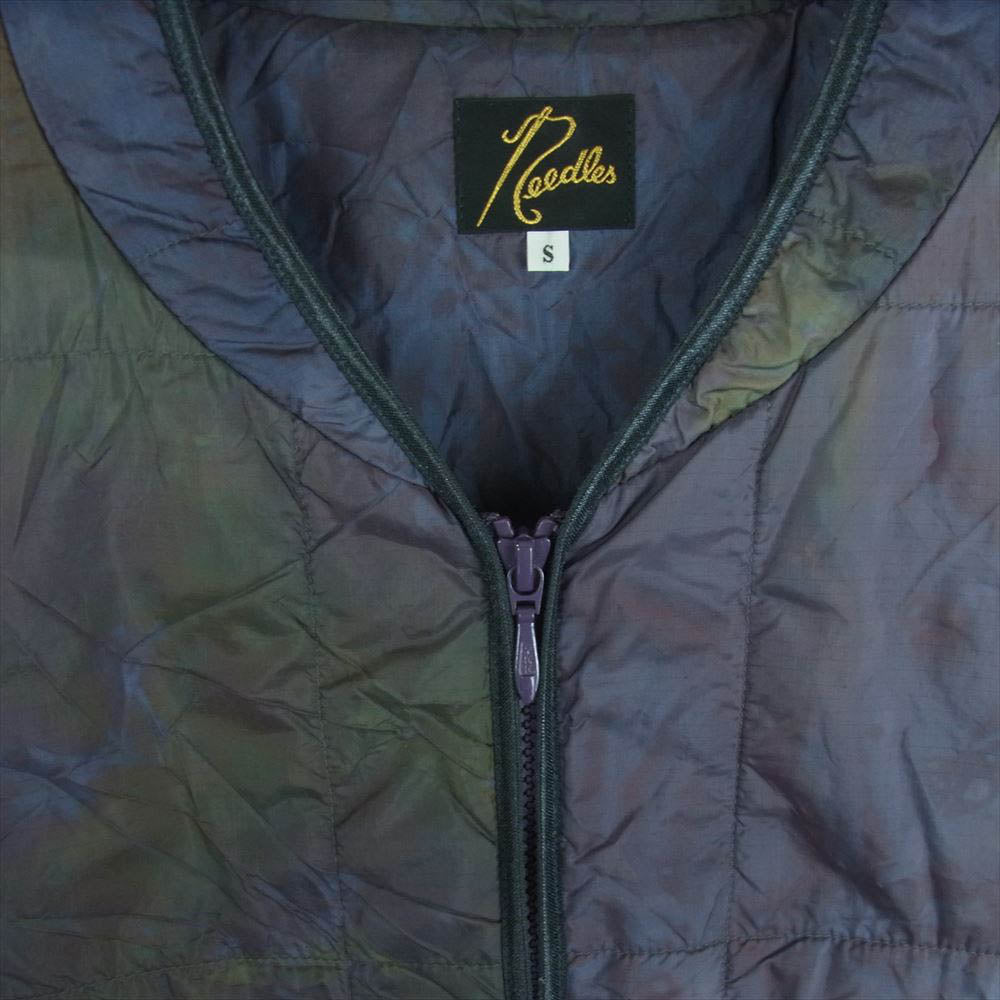 Needles ニードルス JO177 PIPING QUILT JACKET NYLON RIPSTOP UNEVEN DYE タイダイ染め加工 パイピング キルト 中綿 ライナー フルジップ ジャケット パープル系 グリーン系 S【中古】