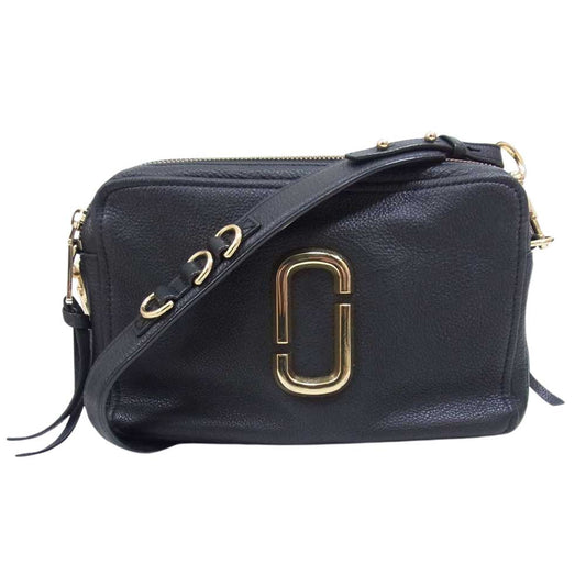 MARC JACOBS マークジェイコブス SNAPSHOT スナップショット ロゴ レザー ショルダーバッグ ブラック系【中古】