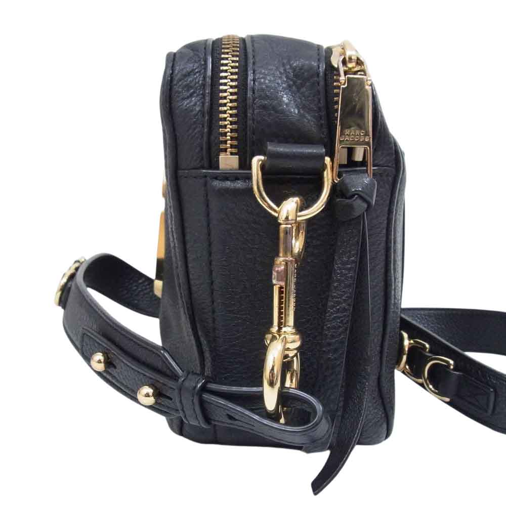 MARC JACOBS マークジェイコブス SNAPSHOT スナップショット ロゴ レザー ショルダーバッグ ブラック系【中古】