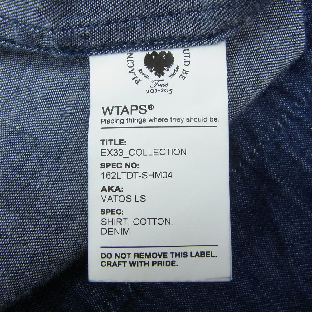 WTAPS ダブルタップス 16AW 162LTDT-SHM04 VATOS LS ヴァトス デニム 長袖 シャツ インディゴブルー系 L【中古】