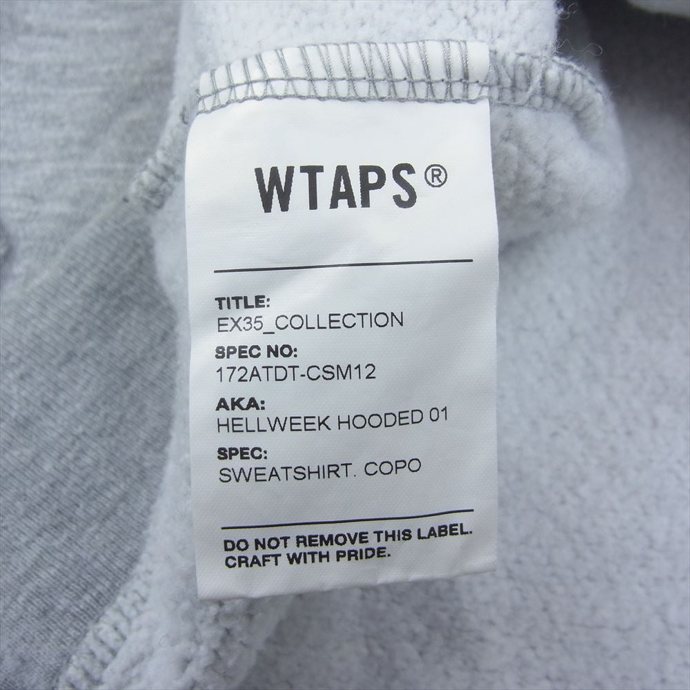 WTAPS ダブルタップス 17AW 172ATDT-CSM12 HELLWEEK HOODED ロゴ 刺繍 プルオーバー パーカー グレー系 L【中古】