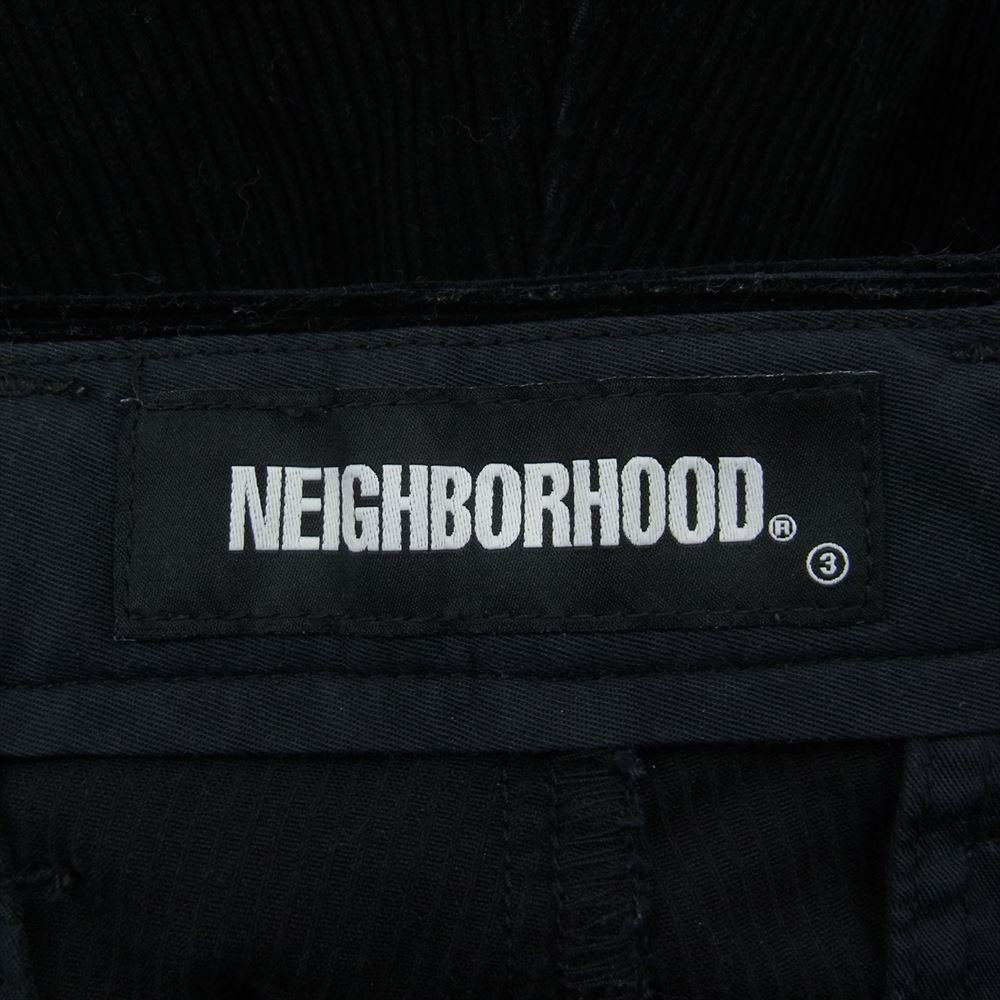 NEIGHBORHOOD ネイバーフッド 21AW 212AQNH-PTM02 CORD TUCK コーデュロイ 2タック パンツ テーパード トラウザー スラックス ブラック系 M【中古】