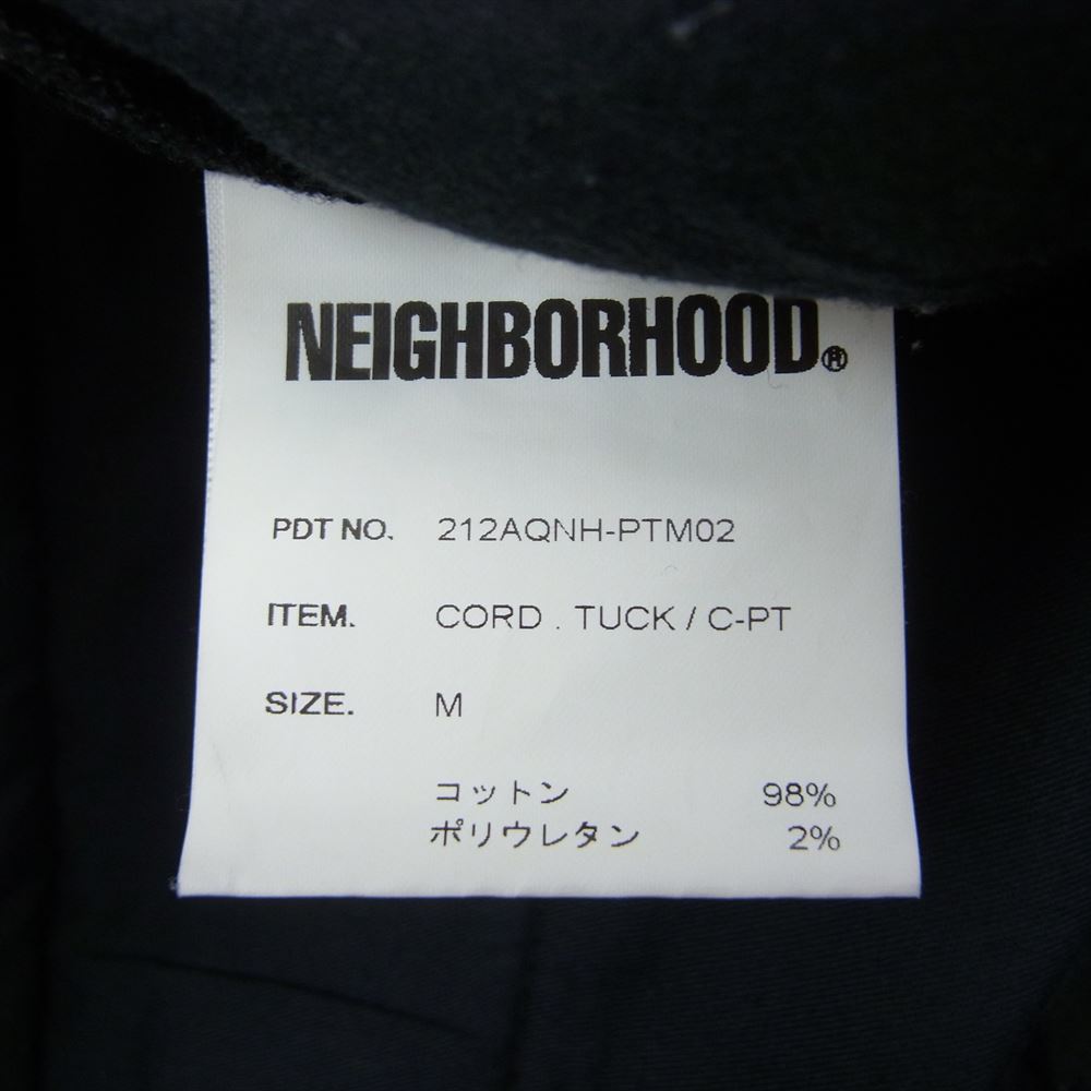 NEIGHBORHOOD ネイバーフッド 21AW 212AQNH-PTM02 CORD TUCK コーデュロイ 2タック パンツ テーパード トラウザー スラックス ブラック系 M【中古】