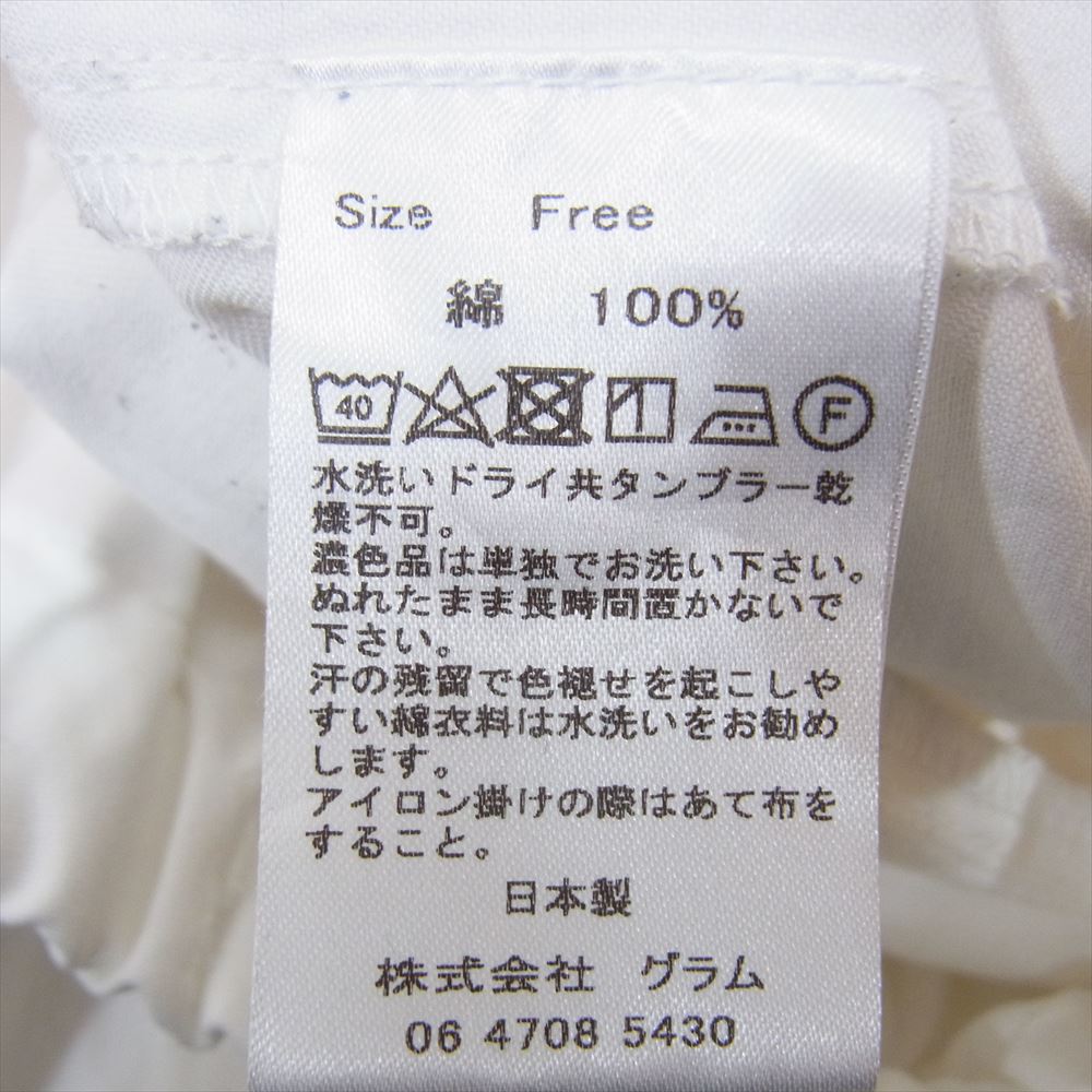 グラム コットン クロップド ワイド バギー パンツ ホワイト系 F【中古】