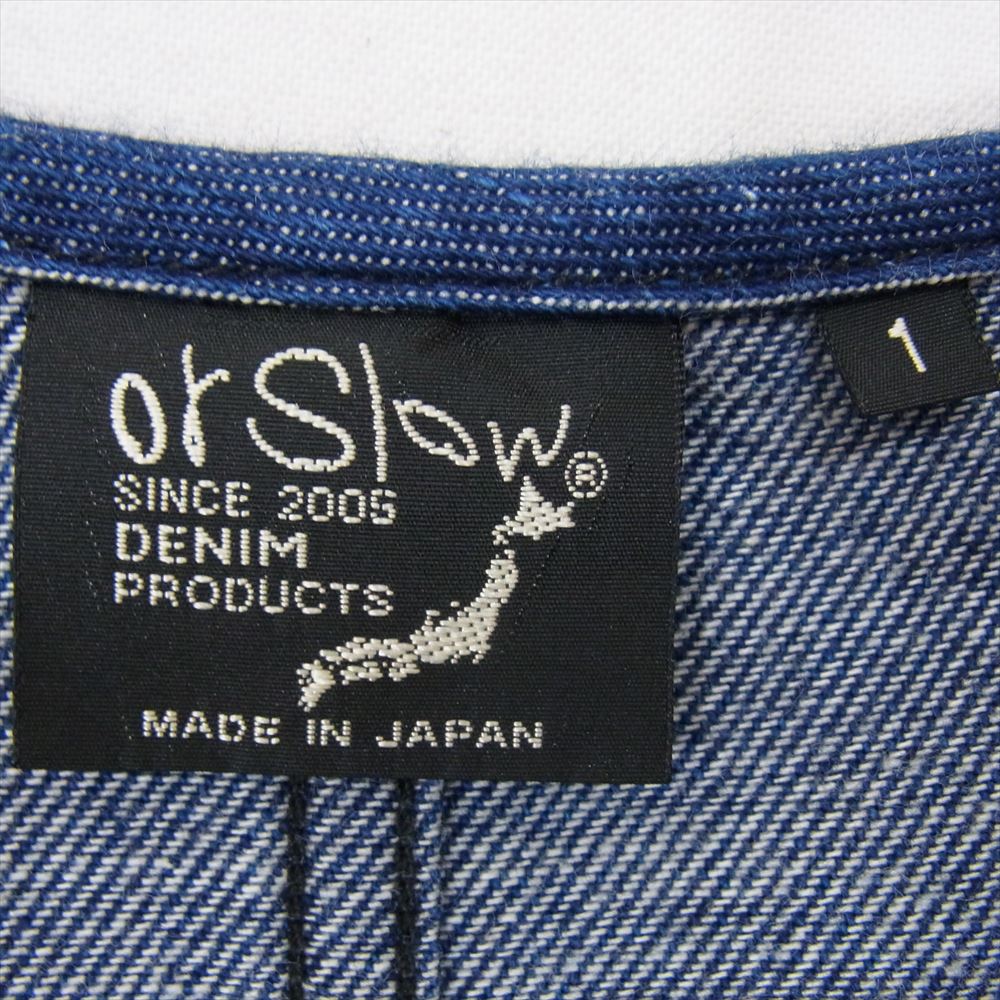 orSlow オアスロウ 03-8036-81 DENIM NO COLLAR COAT ノーカラーコート デニム フィッシュテイル モッズコート インディゴブルー系 1【中古】