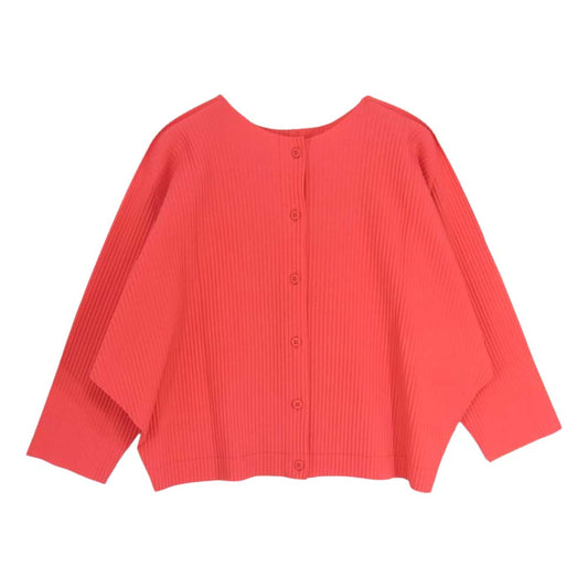 ISSEY MIYAKE イッセイミヤケ MI84KO162 me ミー A-POC INSIDE プリーツ加工 ラウンドネック ドルマンスリーブ カーディガン レッド系 サイズ表記無【中古】