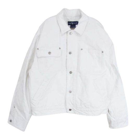 RALPH LAUREN ラルフローレン コットン ショート カバーオール トラック ジャケット ホワイト系 L【中古】