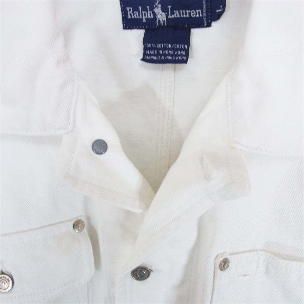 RALPH LAUREN ラルフローレン コットン ショート カバーオール トラック ジャケット ホワイト系 L【中古】