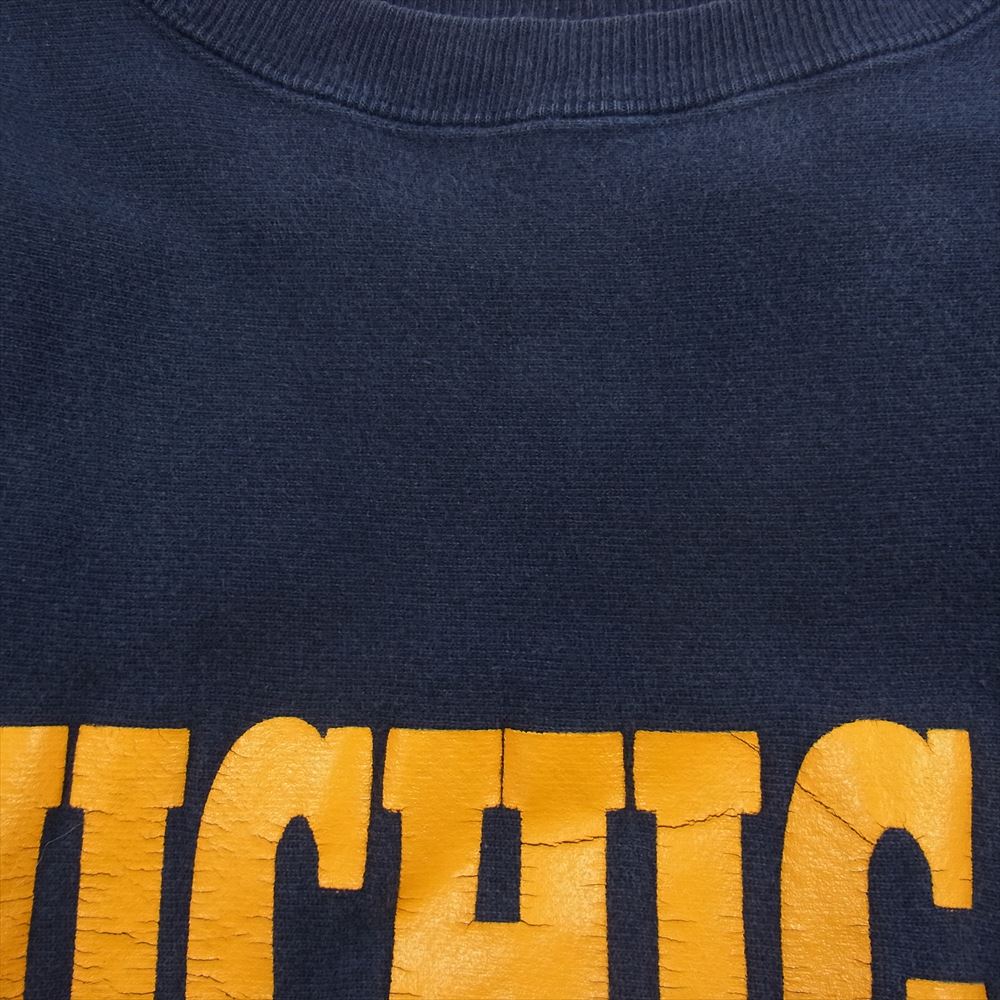 Champion チャンピオン 90s MICHIGAN カレッジプリント リバースウィーブ スウェット トレーナー ネイビー系 XL【中古】