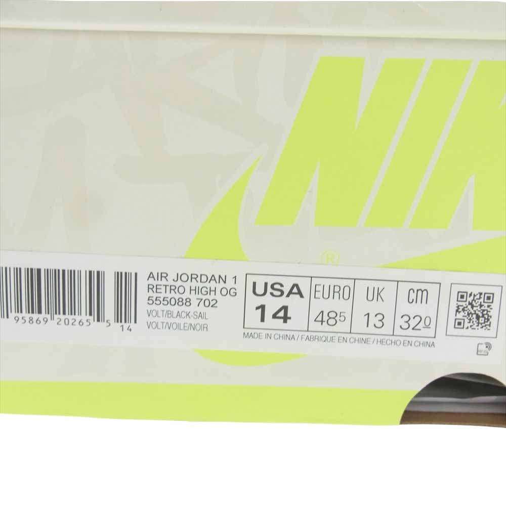 NIKE ナイキ 555088-702 Air Jordan 1 High OG Volt Visionaire エアジョーダン1 ハイ OG ボルト ヴィジョネア スニーカー イエロー系 32cm【新古品】【未使用】【中古】