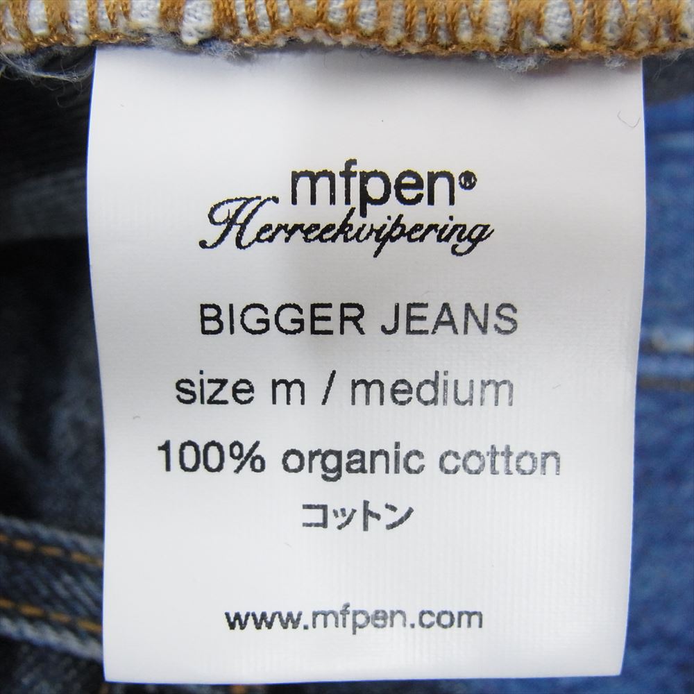 エムエフペン BIGGER JEANS ウォッシュド加工 ビガー ジーンズ デニム パンツ インディゴブルー系 M【中古】