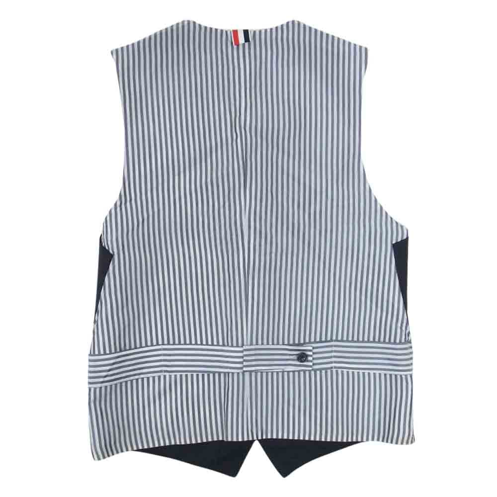THOM BROWNE トムブラウン MVC200A-00626015 トリコロールテープ付き バックベルト ストライプ クラシック ジレ ベスト ブラック系 2【中古】