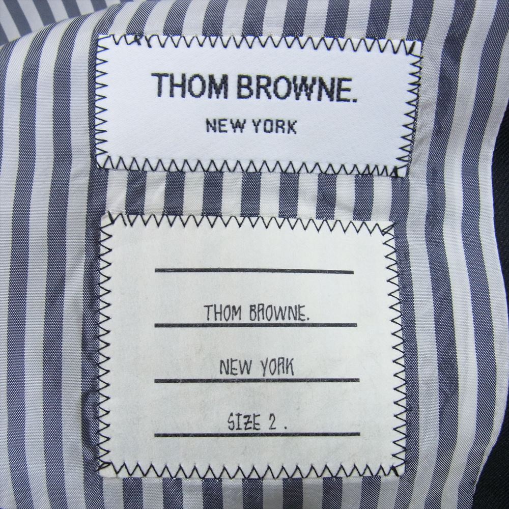THOM BROWNE トムブラウン MVC200A-00626015 トリコロールテープ付き バックベルト ストライプ クラシック ジレ ベスト ブラック系 2【中古】