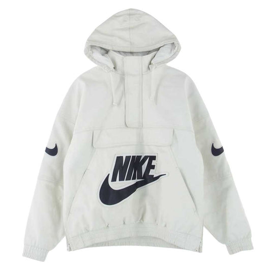 Supreme シュプリーム 19AW × NIKE ナイキ Leather Anorak レザー アノラック ジャケット オフホワイト系 M【中古】