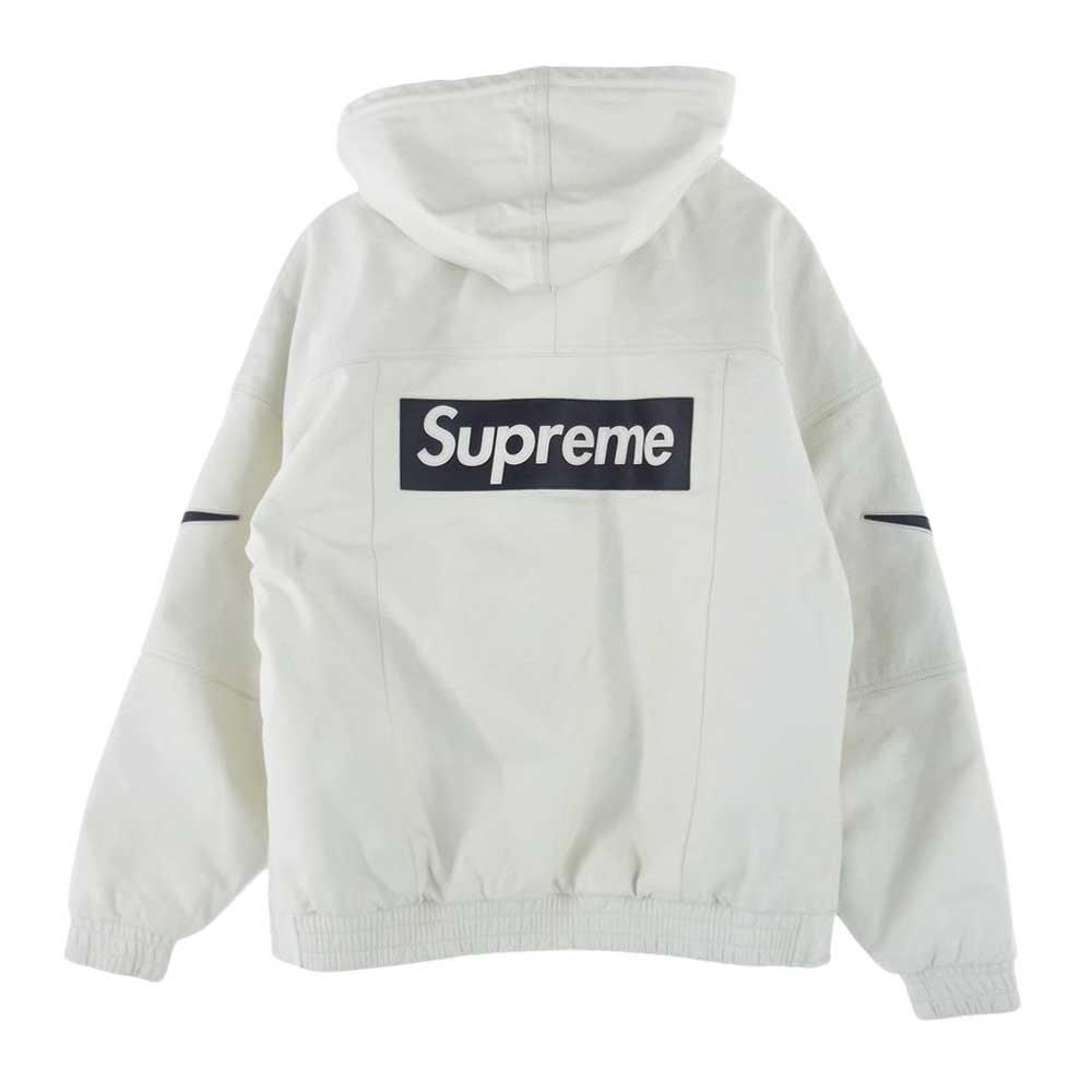 Supreme シュプリーム 19AW × NIKE ナイキ Leather Anorak レザー アノラック ジャケット オフホワイト系 M【中古】