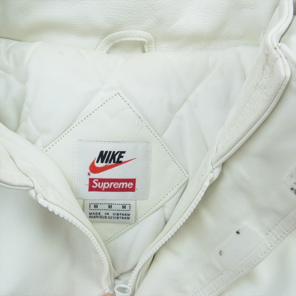 Supreme シュプリーム 19AW × NIKE ナイキ Leather Anorak レザー アノラック ジャケット オフホワイト系 M【中古】