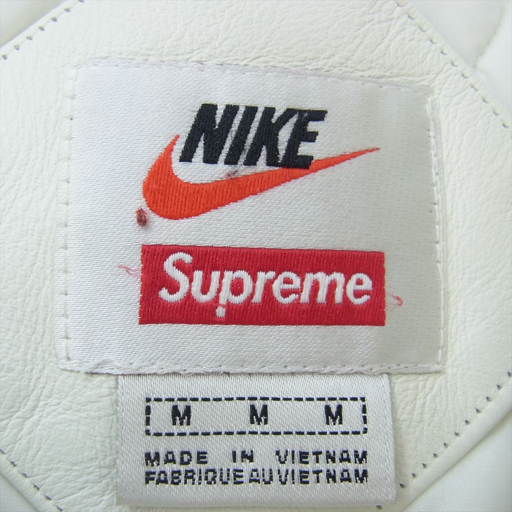 Supreme シュプリーム 19AW × NIKE ナイキ Leather Anorak レザー アノラック ジャケット オフホワイト系 M【中古】