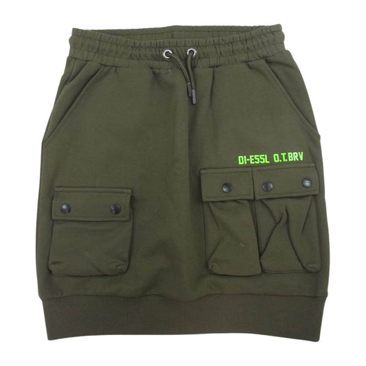 DIESEL ディーゼル J00311 0QAWU スウェット カーゴポケット スカート カーキ系 14【美品】【中古】
