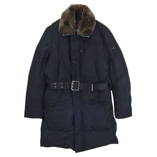PEUTEREY ピューテリー ハリケーン ラビットファー×ベルト×フード付 ダウンコート ジャケット ブラック系 S【中古】