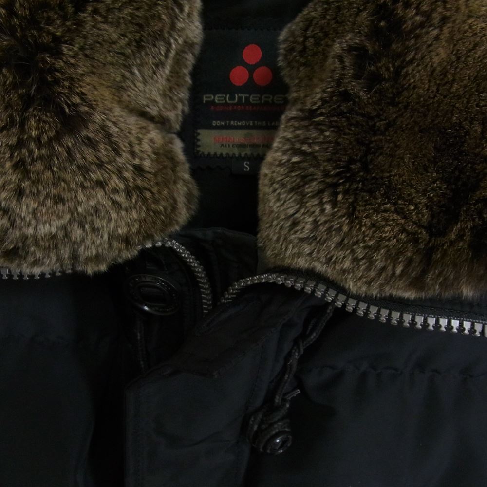 PEUTEREY ピューテリー ハリケーン ラビットファー×ベルト×フード付 ダウンコート ジャケット ブラック系 S【中古】