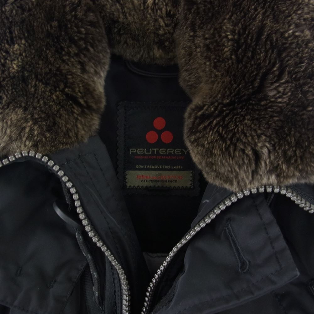 PEUTEREY ピューテリー ガーディアン ラビットファー×ベルト ダウンコート ジャケット ブラック系 S【中古】