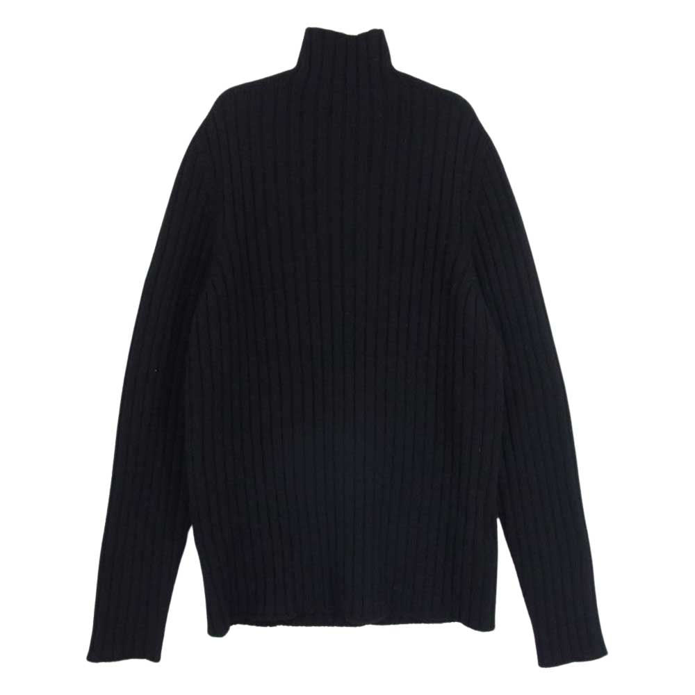 HERMES エルメス 国内正規品 カシミヤ混ウール サイドボタン タートルネック ニット セーター ブラック系 L【中古】