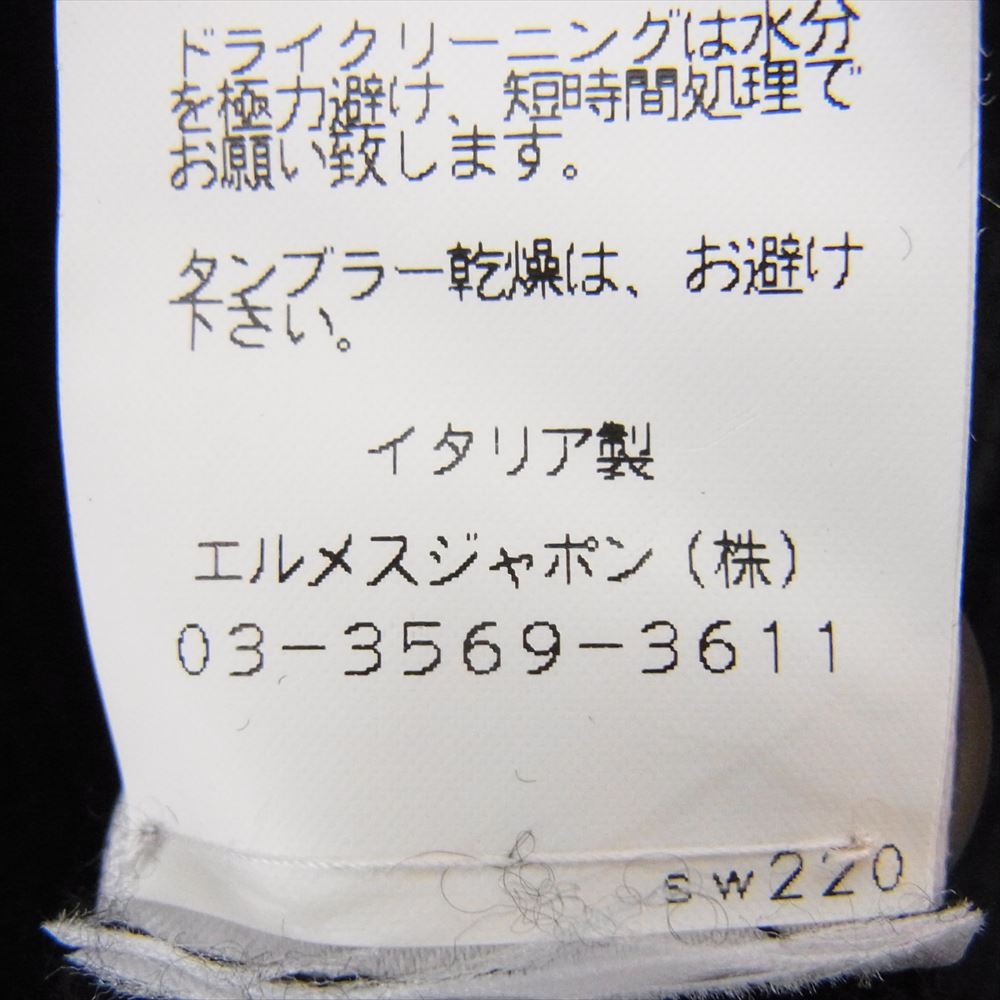 HERMES エルメス 国内正規品 カシミヤ混ウール サイドボタン タートルネック ニット セーター ブラック系 L【中古】