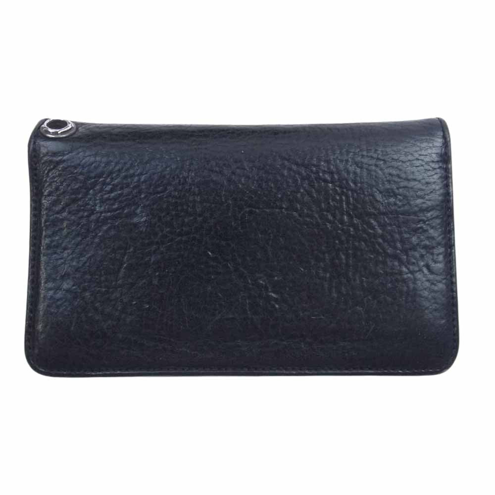 CHROME HEARTS クロムハーツ（原本無） 1ZIP ジップ クロスボール ボタン レザーウォレット 二つ折り 財布 ブラック系【中古】
