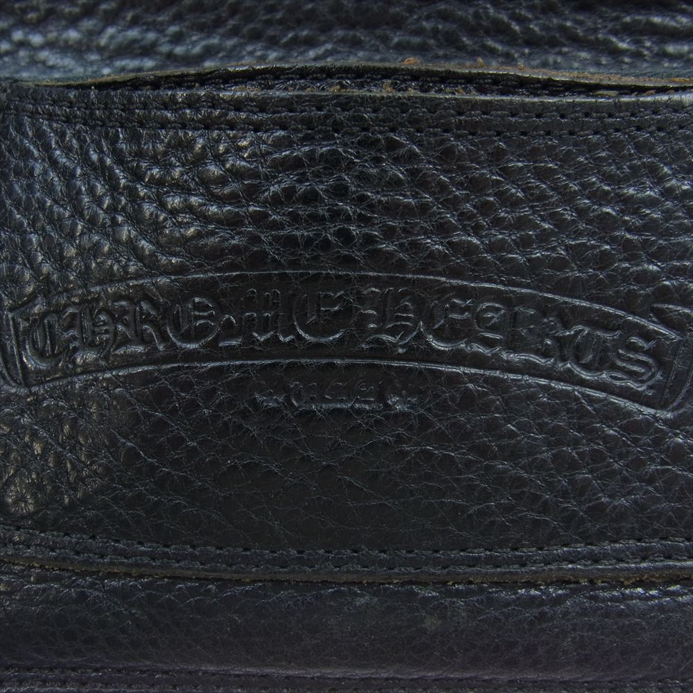 CHROME HEARTS クロムハーツ（原本無） 1ZIP ジップ クロスボール ボタン レザーウォレット 二つ折り 財布 ブラック系【中古】